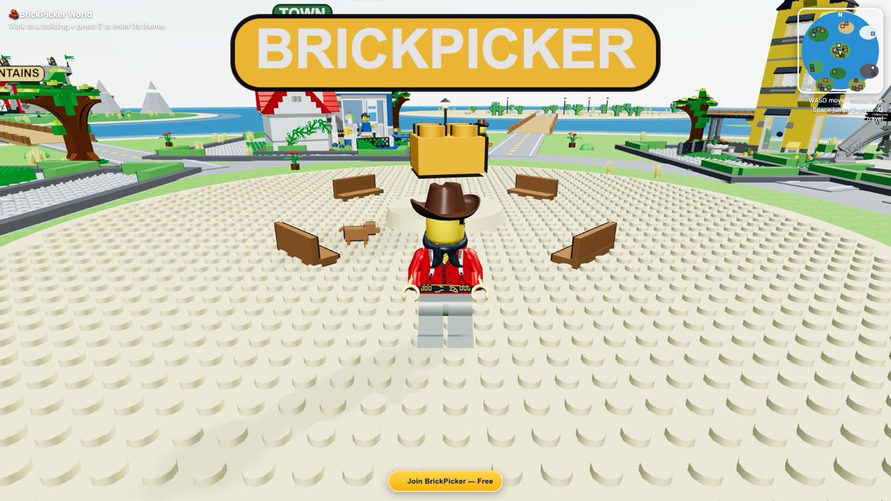 The central LEGO City plaza where you start, with your minifig avatar