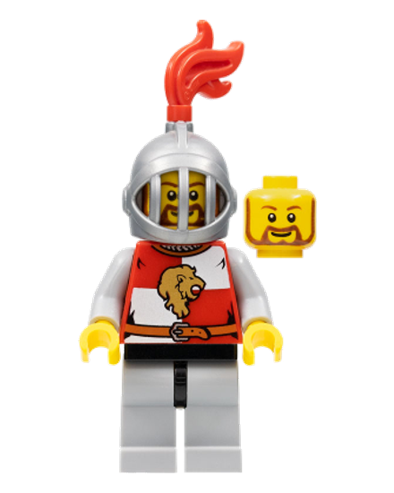 Kingdoms - Lion Knight Quarters, Helmet with Fixed Grille, Brown Beard Rounded