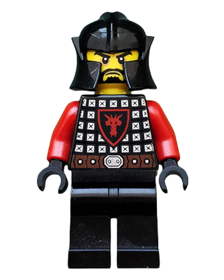 Castle - Dragon Knight Scale Mail with Dragon Shield, Cheek Protection Helmet, Black Beard