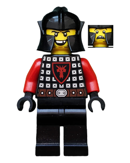 Castle - Dragon Knight Scale Mail with Dragon Shield, Cheek Protection Helmet, Missing Tooth Open Grin