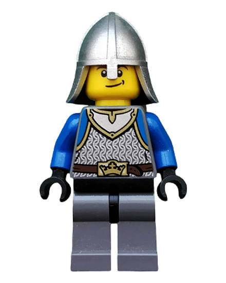 Castle - King's Knight Scale Mail, Crown Belt, Helmet with Neck Protector, Smirk