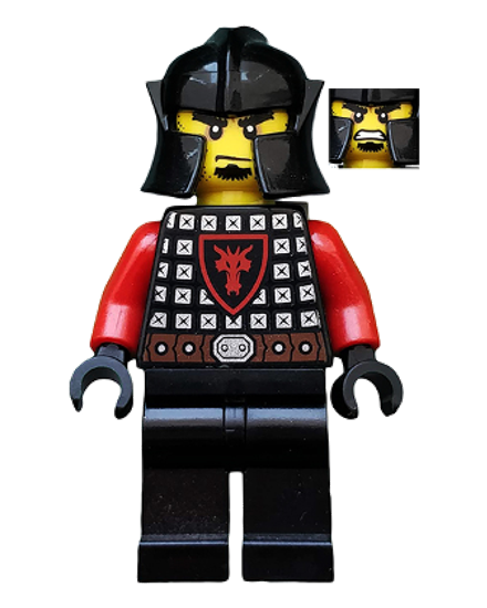 Castle - Dragon Knight Scale Mail with Dragon Shield, Cheek Protection Helmet, Bushy Eyebrows