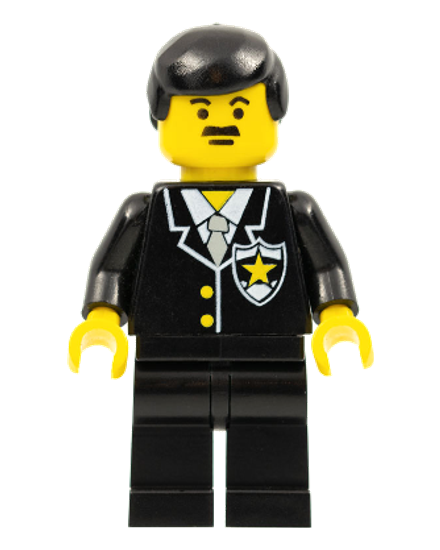 Police - Suit with Sheriff Star, Black Legs, Black Male Hair