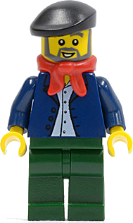 Dark Blue Jacket, Light Blue Shirt, Dark Green Legs, Red Bandana, Black Beret