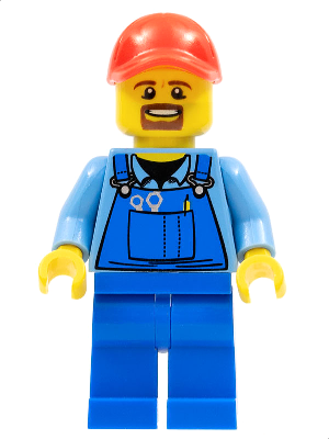 Worker in Blue Overalls
