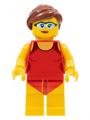Beachgoer - Red Female Swimsuit and Light Blue Glasses