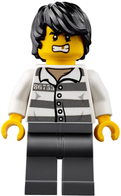 Mountain Police - Jail Prisoner 86753 Prison Stripes, Black Tousled Hair