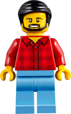 Camper - Male, Red Plaid Flannel Shirt, Medium Blue Legs, Black Smooth Hair