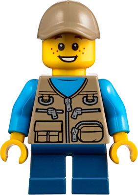 Child - Boy, Dark Tan Vest over Dark Azure Shirt, Dark Blue Short Legs, Dark Tan Cap, Freckles