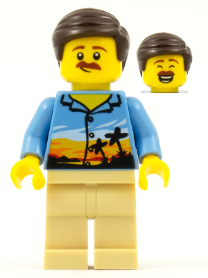 Hiker, Male Parent, Palm Tree Shirt, Moustache, Dark Brown Smooth Hair