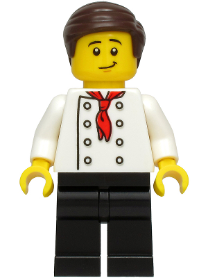 Burger Chef - White Torso with 8 Buttons, No Wrinkles Front or Back, Black Legs, Dark Brown Hair