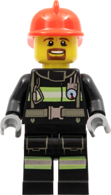 Fire - Reflective Stripes with Utility Belt, Red Fire Helmet, Brown Goatee