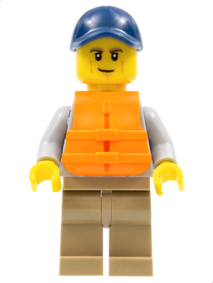 Kayaker, Dark Blue Cap, Orange 2 Strap Life Jacket