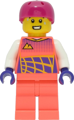 Cyclist - Male, Coral Racing Suit, Magenta Helmet