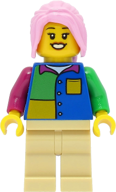 Passenger - Female, Blue Shirt, Tan Legs, Bright Pink Hair