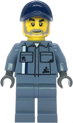 Scrapyard Worker - Male, Sand Blue Mechanic Uniform, Sand Blue Legs, Dark Blue Cap, Beard