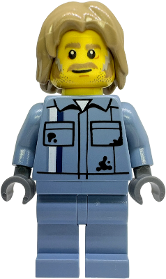 Tow Truck Driver - Male, Sand Blue Mechanic Uniform, Sand Blue Legs, Dark Tan Mid-Length Tousled Hair
