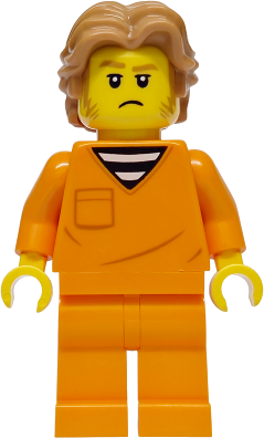Police - City Jail Prisoner Male, Orange Prison Jumpsuit, Medium Nougat Wavy Hair, Sideburns, Orange Glasses