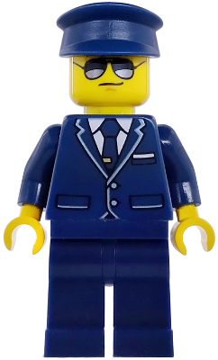 Passenger Plane Pilot - Male, Dark Blue Suit with Tie and Hat