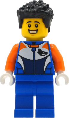 Bike Racer - Male, Racing Suit with Shark Head Logo, Blue Legs, Black Hair Short