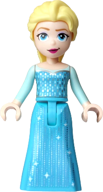 Elsa - Medium Azure Dress, Medium Blue Long Narrow Glitter Cape, Smirk Narrow