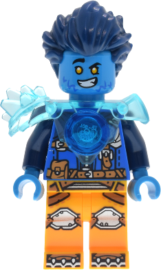Logan - Trans-Light Blue Shoulder Armor, Bright Light Orange Legs and Dark Blue Round Tile