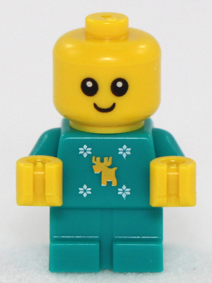 Baby - Dark Turquoise Body with Moose and Snowflakes and Yellow Hands