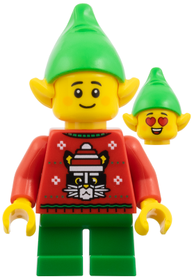Elf - Red Holiday Sweater with Cat