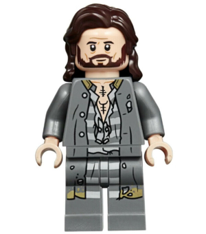 Sirius Black - Dark Brown Hair, Dark Bluish Gray Jacket over Tattered Striped Shirt, Printed Legs