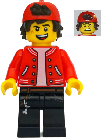 Jack Davids - Red Jacket with Backwards Cap (Open Mouth Smile / Scared)
