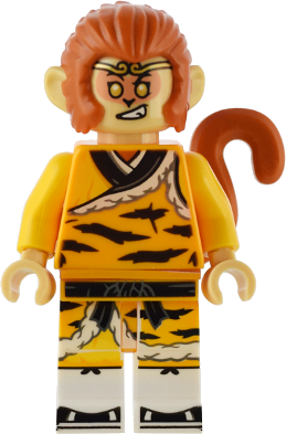 Monkey King - Bright Light Orange Robe, Black Animal Stripes, Sash