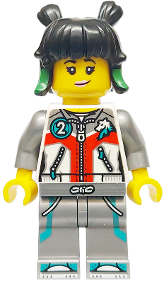 Mei - White Jacket with Zippers, Flat Silver Legs