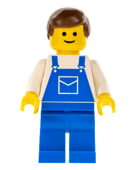 Overalls Blue with Pocket, Blue Legs, Brown Male Hair