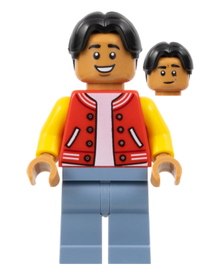 Ned Leeds - Red and Yellow Letter Jacket, Sand Blue Legs
