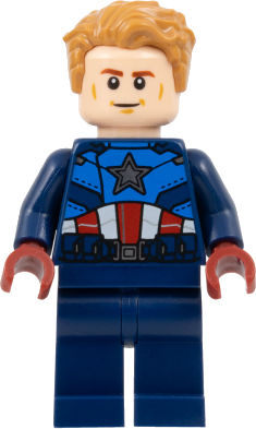 Captain America - Dark Blue Suit with Dark Blue Belt, Dark Red Hands, Hair