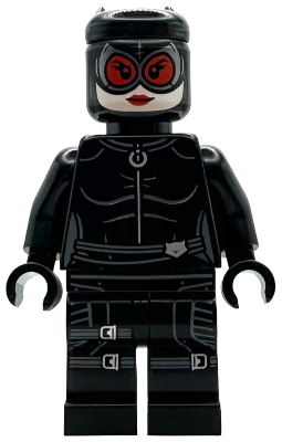 Catwoman - Black Suit and Mask, Red Lenses, Leg Straps