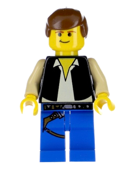 Han Solo - Yellow Head, Black Vest over Tan Shirt, Blue Legs with Belts