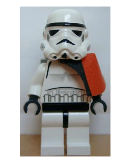 Sandtrooper - Orange Pauldron (Solid), Survival Backpack, No Dirt Stains, Helmet with Solid Mouth Pattern and Solid Yellow Head