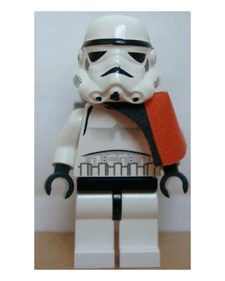 Sandtrooper - Orange Pauldron (Solid), No Survival Backpack, No Dirt Stains, Helmet with Solid Mouth Pattern and Solid Black Head