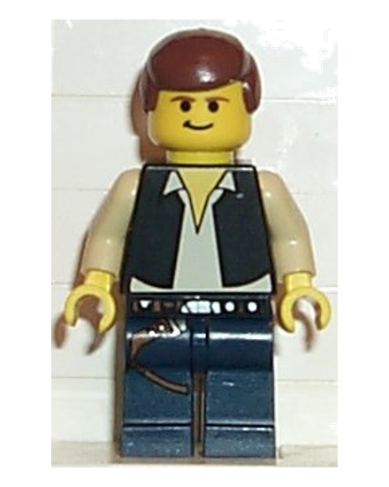 Han Solo - Yellow Head, Black Vest over Tan Shirt, Dark Blue Legs with Belts