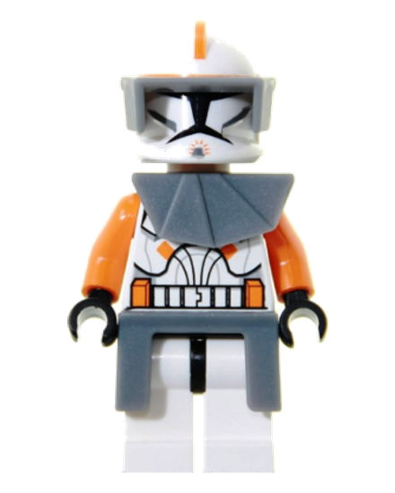 Clone Trooper Commander Cody, 212th Attack Battalion (Phase 1) - Dark Bluish Gray Visor, Pauldron, and Kama, Large Eyes