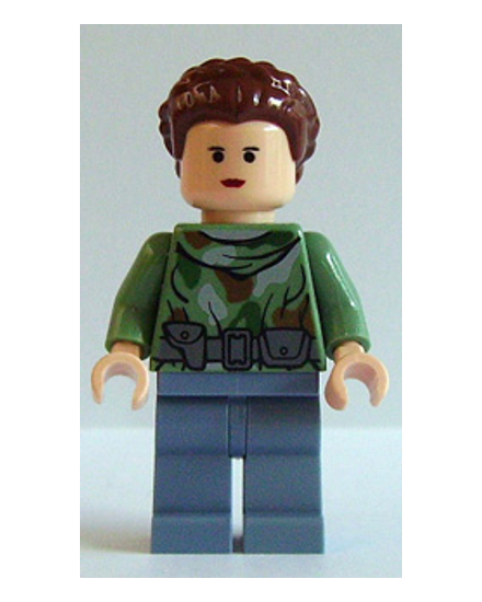 Princess Leia - Endor Outfit, Sand Green Camouflage, Sand Blue Legs