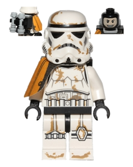 Sandtrooper - Orange Pauldron, Survival Backpack, Dirt Stains, Balaclava Head Print and Helmet with Dotted Mouth Pattern