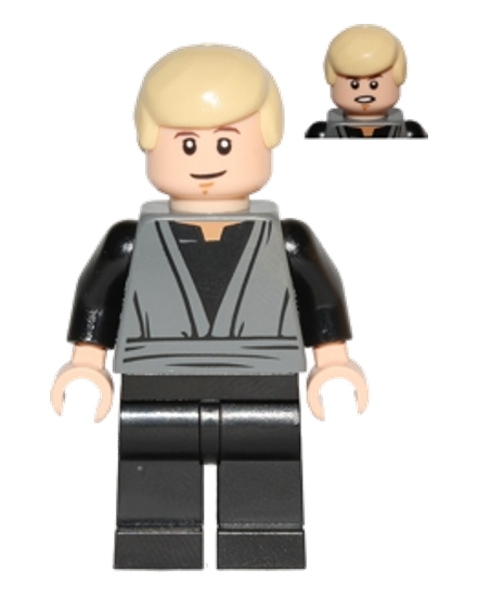 Luke Skywalker (Dark Bluish Gray Jedi Robe, Dual Sided Head)