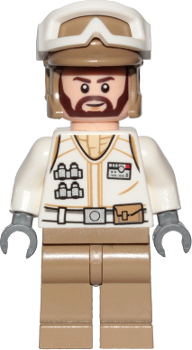 Hoth Rebel Trooper White Uniform, Dark Tan Legs (Brown Angular Beard)