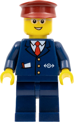 Steward - Dark Blue Suit with Train Logo, Dark Blue Legs, Dark Red Hat, Glasses
