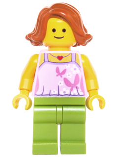 Mom, Bright Pink Top with Butterflies and Flowers, Lime Legs