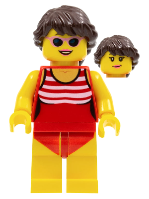 Beach Tourist Female with Red Bathing Suit