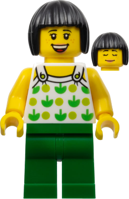 Ludo Green - Female, White Halter Top with Green Apples and Lime Spots, Green Legs, Black Bob Cut Hair, Freckles
