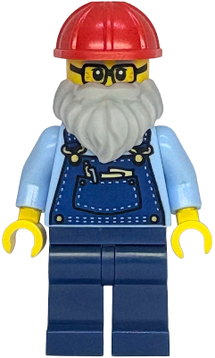 Shopping Street Plumber - Male, Bright Light Blue Shirt, Dark Blue Overalls and Legs, Red Construction Helmet
